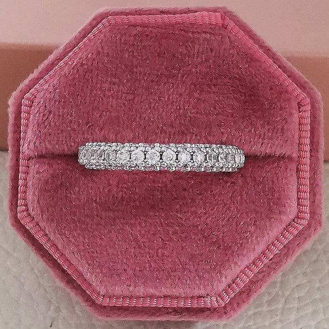 Cross-border e-commerce products Europe and the United States three rows of drill micro-inlaid women's ring plain ring shein in stock direct supply in stock r5517