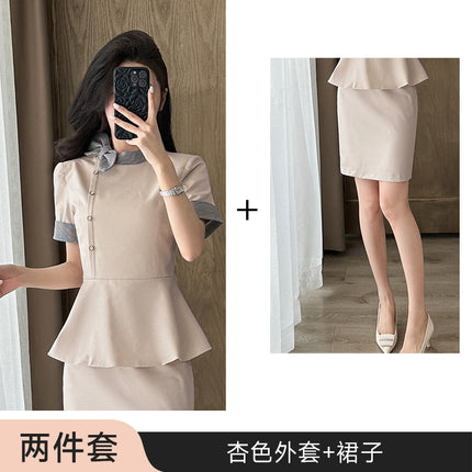 Stewardess Professional Wear Female Summer Fashion Ol Suit Beautician Workwear Sales Department Front Desk Customer Service Reception Workwear