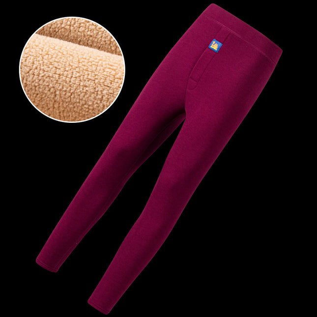 Winter Fleece-Lined Thickened Camel Wool Men's Thermal Composite Base Layer Pants Plus Size Men's Polyester Thermal Pants