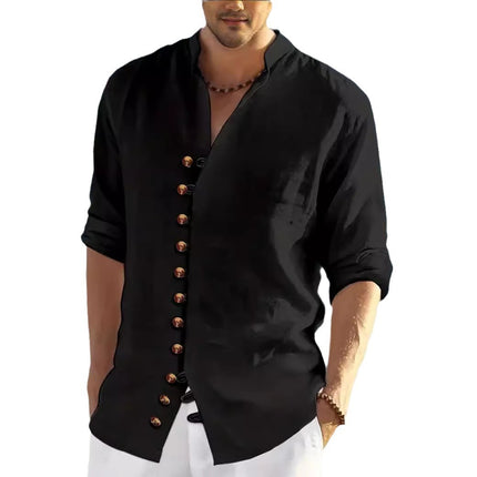 2024 Cross-border Hot Sale Men's Casual Collar Long Sleeve Button Cardigan Shirt Cotton Spinning Hot Sale .... On Sale