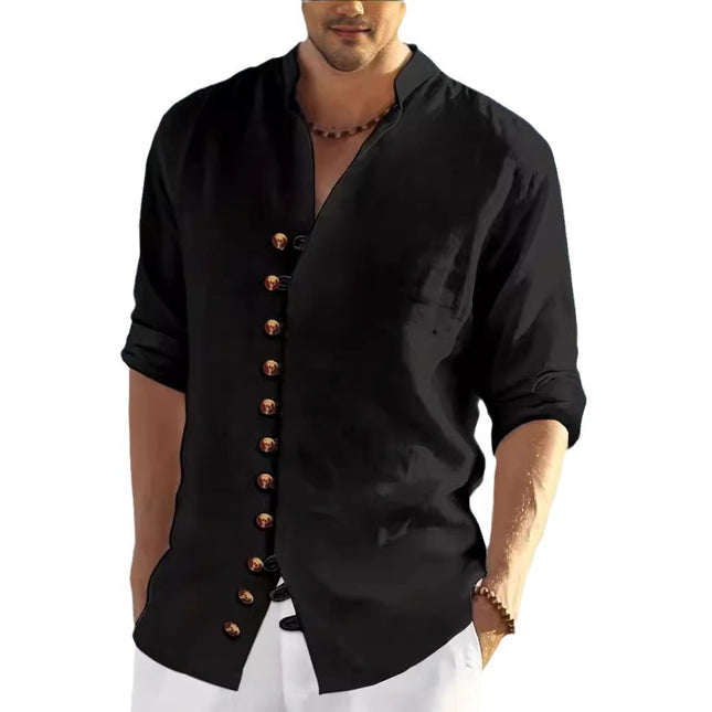 2024 Cross-border Hot Sale Men's Casual Collar Long Sleeve Button Cardigan Shirt Cotton Spinning Hot Sale .... On Sale