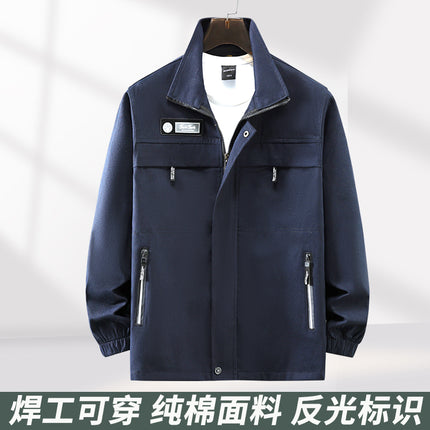 Cotton Wear-resistant Work Clothes suit Men's Spring and Autumn Anti-scalding Electric Welding Work Clothes Construction Site Jacket Labor Protection Work Pants