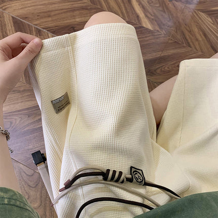 Waffle Shorts Men's Summer Thin Trendy Brand Loose Large Size Mid-Pants American Sports Boys Casual Five-Point Pants Men