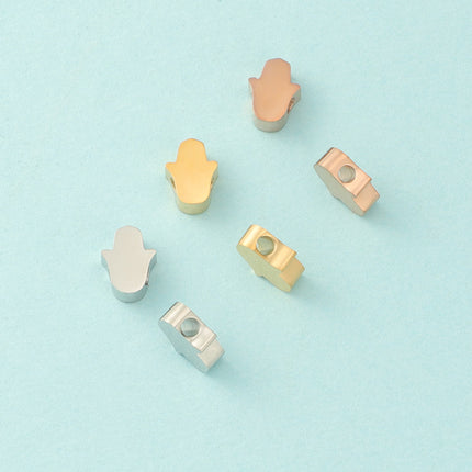 in stock Stainless Steel Mirror Hamsa Hand Small Hole Bead Accessories DIY Palm 1.8mm Aperture 6*8mm