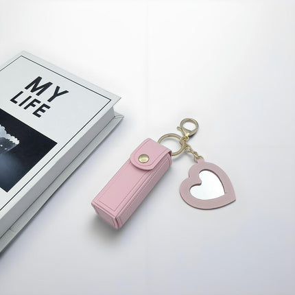 2024 Small Lipstick Bag Mini with Mirror Portable Women's Lipstick Keychain Emerald Green Cute