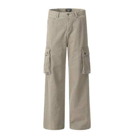 Europe and the United States high street three-dimensional cutting stitching patch bag wide leg jeans