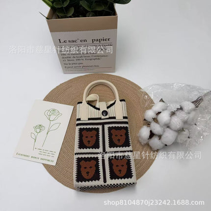 Girl's Heart-Shaped Knitted Crossbody Bag