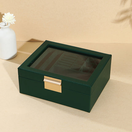 Double Layer Elegant Large Capacity Sunroof Ring Earrings Bracelet Watch Storage Jewelry Box