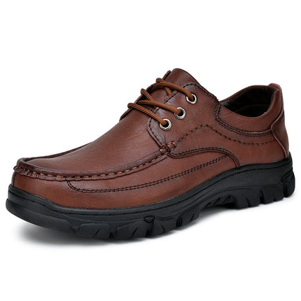 Leather Shoes Men's 2025 New Men's Casual Leather Shoes Genuine Leather Slip-on Outdoor Non-slip Thick Sole Middle-aged and Elderly Dad's Shoes