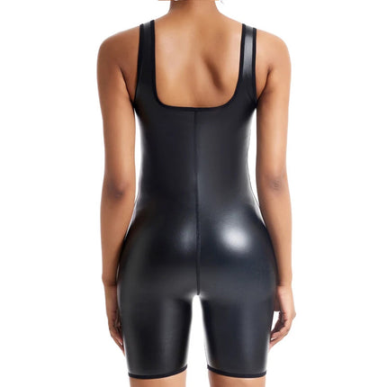 European and American Foreign Trade Women's Tight Jumpsuit Bright Elastic Sports Hip Slim Pants Cross-border Sports Fitness Now