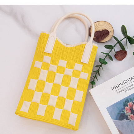 High Elastic Knitted Satchel Fashion Shoulder Bag 2024 Satchel Simple Versatile Student Casual Bag Large Capacity Mobile Phone Bag