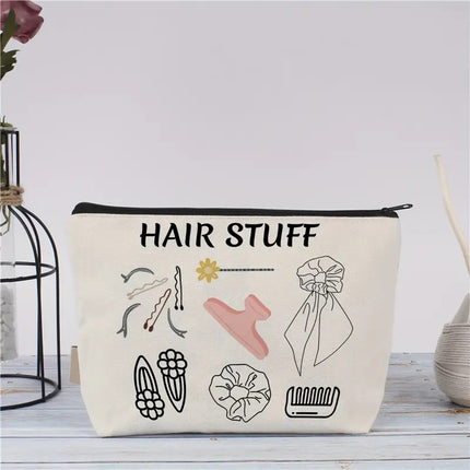 Cross-border Hot Selling Printed Canvas Cosmetic Bag Women Clutch Bag Student Zipper Pencil Case Wholesale Large Capacity Storage Bag