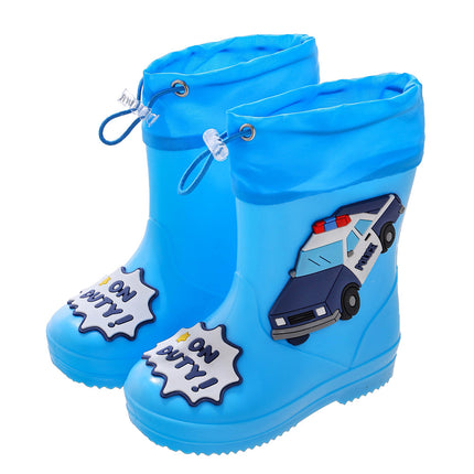 Children's Rain Boots, Water Shoes, Baby Rain Boots, 3-8 Years Old, Cartoon Wholesale, Boys and Girls, Cute Police Car, Non-Slip and Waterproof