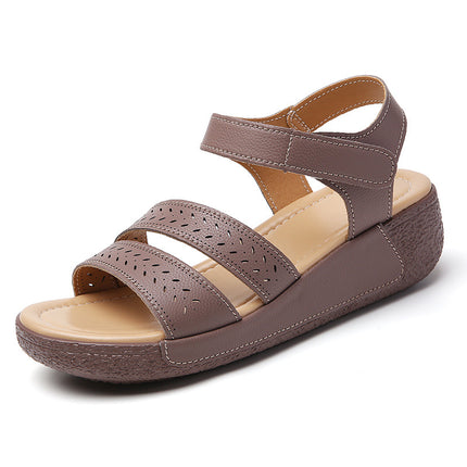 2025 Summer Cross-Border Large Size Outer Wear Velcro Thick-Soled Sandals Women's Wedge Casual Sandals Platform Sole Women's Shoes