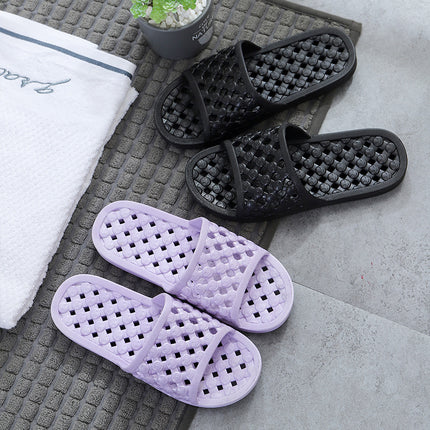 New Style Slippers for Women's Bedroom Leaking Hollow Smiley Face Home Summer Indoor Home Bathroom Bathing Couple Men's and Women's Slippers