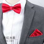 Bright red smooth bow tie + pocket towel