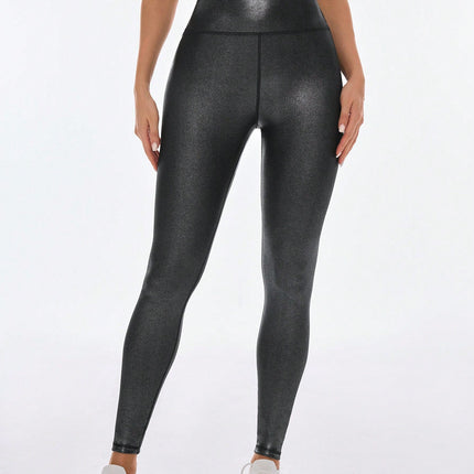 European and American Style Gold-Stamped Yoga Pants for Women, High-Waisted, Butt-Lifting, Sun-Protective, Sports Cropped Pants, Trendy Tight-Fitting Quick-Dry Training Fitness Pants