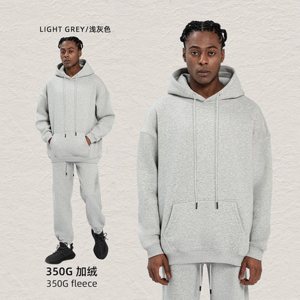 Kite Men's Clothing Factory Autumn and Winter Heavy Velvet Sweatshirt Men's Cross-Border American Street Fashion Loose Sweatshirt Pants Suit Men
