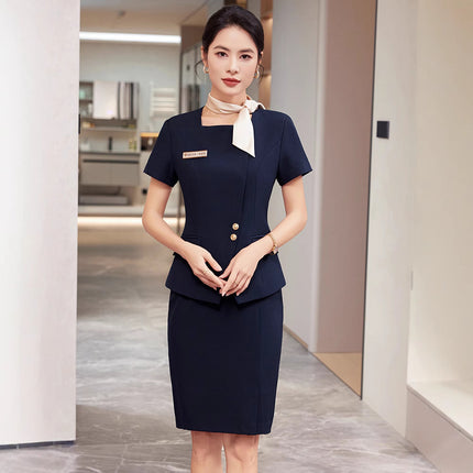 Sales Department Summer Women's Clothing Professional Suit suit New Host Dress Hotel Front Desk Work Clothes Short Sleeve