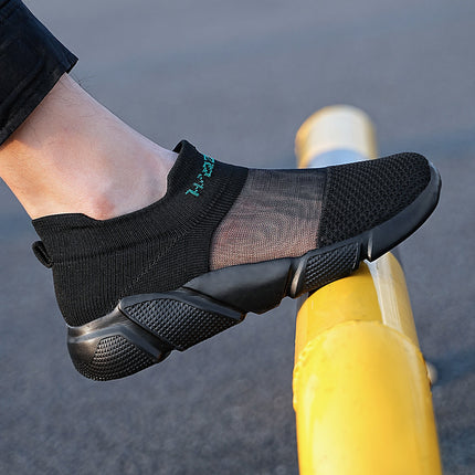 New summer couple flying woven socks shoes mesh casual shoes thick bottom women's shoes lazy shoes slip-on