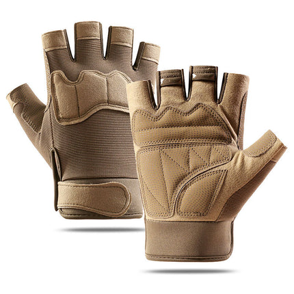 Gloves Outdoor Tactical Half-Finger Cycling Gloves Men's Mountaineering Fitness Training Iron Anti-Slip Electric Vehicle Black Hawk Gloves