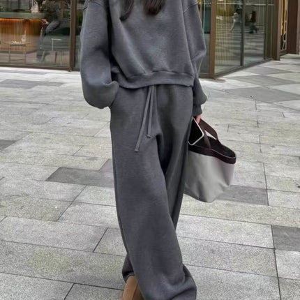 Stylish Fashion Sweatshirt Sports Set Women's 2024 Autumn and Winter Slimming Loose Korean Style Student Casual Two-piece Running Set