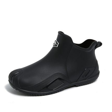 Free Shipping for One Piece, Cross-Border Flat-Soled Low-Top Water Boots for Men, Wear-Resistant, Fashionable Plastic Rain Boots for Men