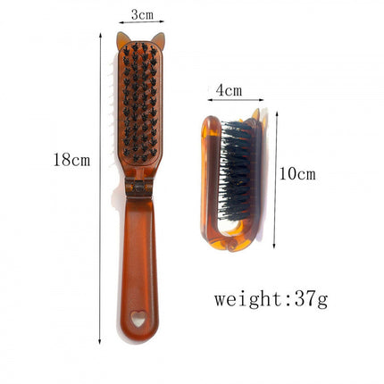 Amber Folding Comb Pig Mane Anti-static No Scalp Hair Comb Compact Portable Travel Comb