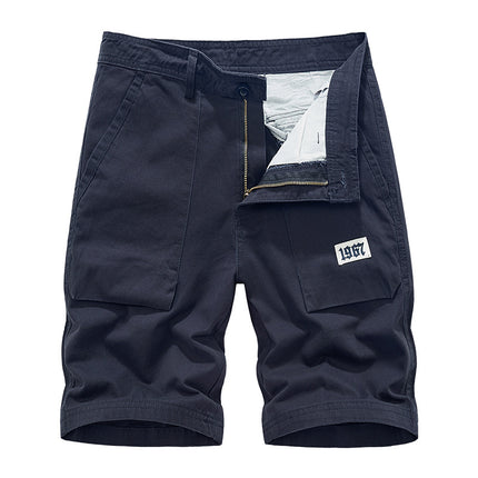 Casual Shorts Men's Summer Japanese Tooling Fashion All-match Solid Color Straight Men's Five-point Pants Washed Tooling Pants Men's