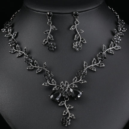 European and American Jewelry Necklaces and Earrings Set High-End Three-Piece Set Bridal Wedding Accessories New Foreign Trade Cross-Border Supply