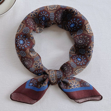 Hanging Card Gift Small Square Scarf for Women, Cotton Blend New Printed Sweet Fashionable Neck Scarf, Soft