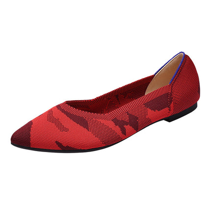 Egg roll European and American princess shoes spring and autumn fly woven shoes 40 beans 41 flat 43 plus size women's shoes soft bottom knitted pointed
