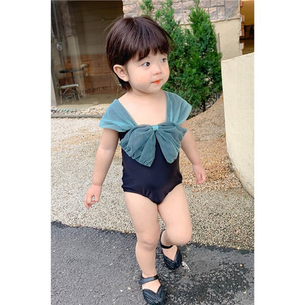 Ins Kidsren's Swimsuit Girls One-Piece Bow 2023 New Korean Cute and Stylish Baby Popular Swimsuit