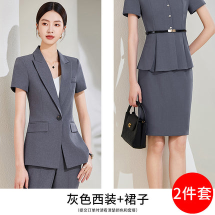 Grey Business Suit suit Women's Summer High-end Hotel Front Desk Manager Dress Jewelry Store Work Suit