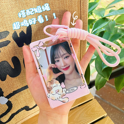 Cute Transparent Card Case Instagram Style Star-chasing Campus Meal Card Protective Case with Lanyard Bus Subway Star Card Pendant