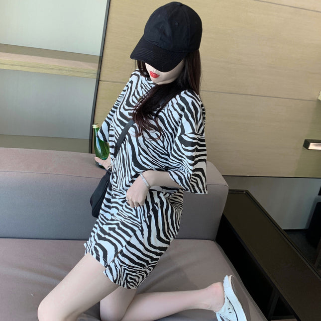 New Korean Women's Clothing Supply Leopard Print Short-Sleeved T-Shirt Women's Summer Mid-Length Women's Bottoming Shirt Top Dropshipping