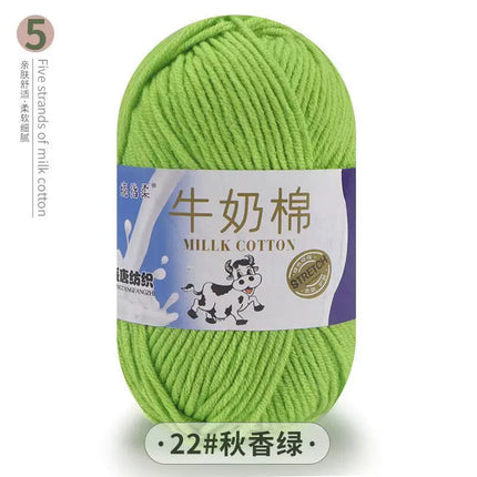 Five-Strand Milk Cotton Yarn Wholesale Medium-Thick Yarn Crochet Doll Shoes Scarf DIY Knitting Material Kit Crochet