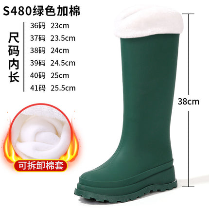 2025 Cross-Border Korean Style Outdoor Versatile Rain Boots for Women, Fashionable Outer Wear, Cotton Waterproof Anti-Slip Rain Boots for Women