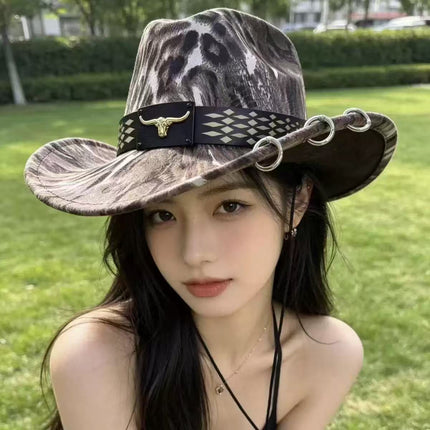 Solid Color Light Board Felt Western Cowboy Hat Outdoor Autum Hat Women's Simple French Hat Men's High-End