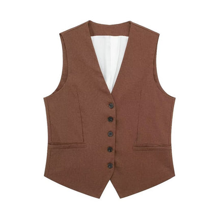 European and American 2023 New Fashion Women's Blended Vest Vest 7747356 High Waist Casual Shorts 7748356 Trendy