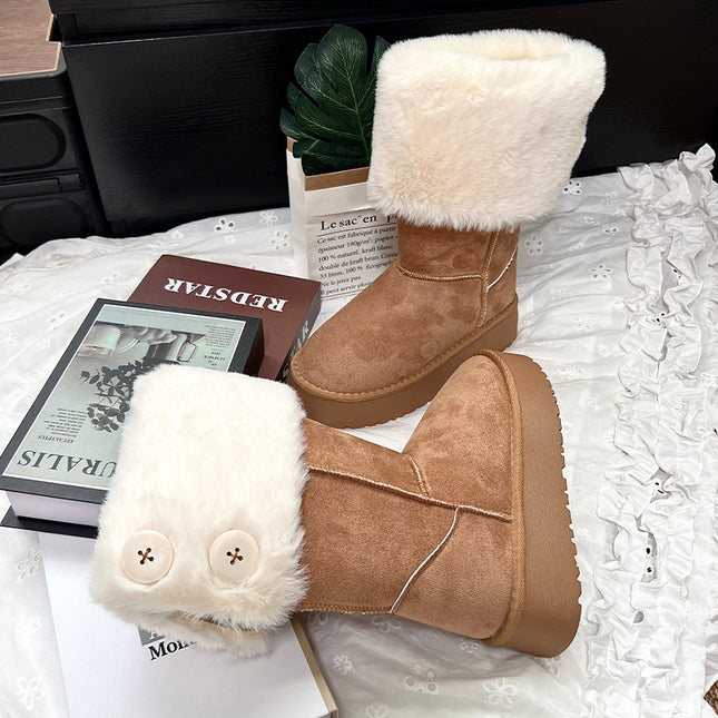 2025 New Style Foldable Two-Wear Design Snow Boots for Women, Non-Slip Plus Velvet Cotton Shoes, Over-The-Knee Boots