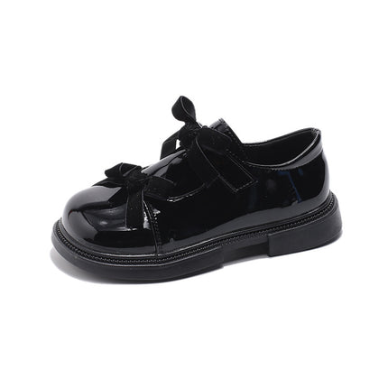 Korean Style Mirror Girl's Leather Shoes Double Bow Princess Shoes Spring 2025 New Single-layer Shoes Girl's Loafers All-match