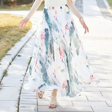 European and American Printed Skirt for Women Amazon 2025 Summer New Casual Seaside Vacation Long Skirt Skirt