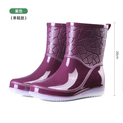 Fashionable Outdoor Water Shoes for Women, Waterproof and Non-Slip, Winter Fleece-Lined Rain Boots for Women, Warm Kitchen Work Short Rain Boots