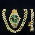 Golden green surface (watch + bracelet + necklace)