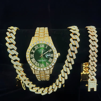Tiktok Hot-Selling Fashion Casual Men's Watch Full Diamond Watch Men's Factory Price Direct Sale Complete Colors