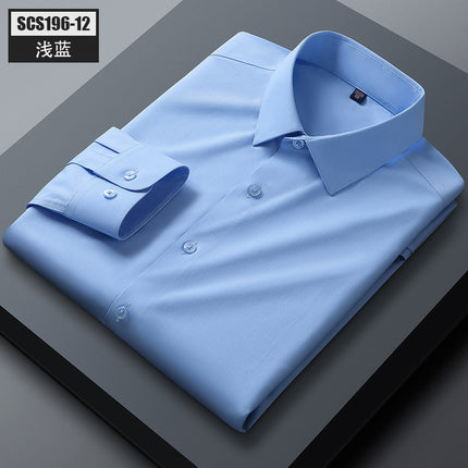 SCS196 Mulberry Silk Men's Shirt Long-sleeved Quality Men's Solid Color Clear Color Business Casual All-match Shirt Shirt