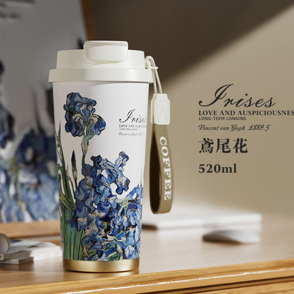 New Ceramic Thermos Coffee Cup for Girls, a Lucky Charm with High Aesthetic Value, Double Drinking Cup, Lily of the Valley Gift Cup