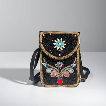 Bohemian Women's Mobile Phone Bag Xinjiang Inner Mongolia Yunnan Tourist Souvenirs Retro Heavy Industry Rice Bead Shoulder Bag