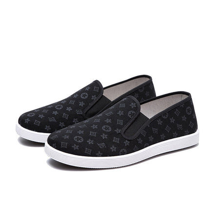 Wholesale new old Beijing cloth shoes men's casual shoes breathable non-slip wear-resistant pedal driving shoes black cloth shoes
